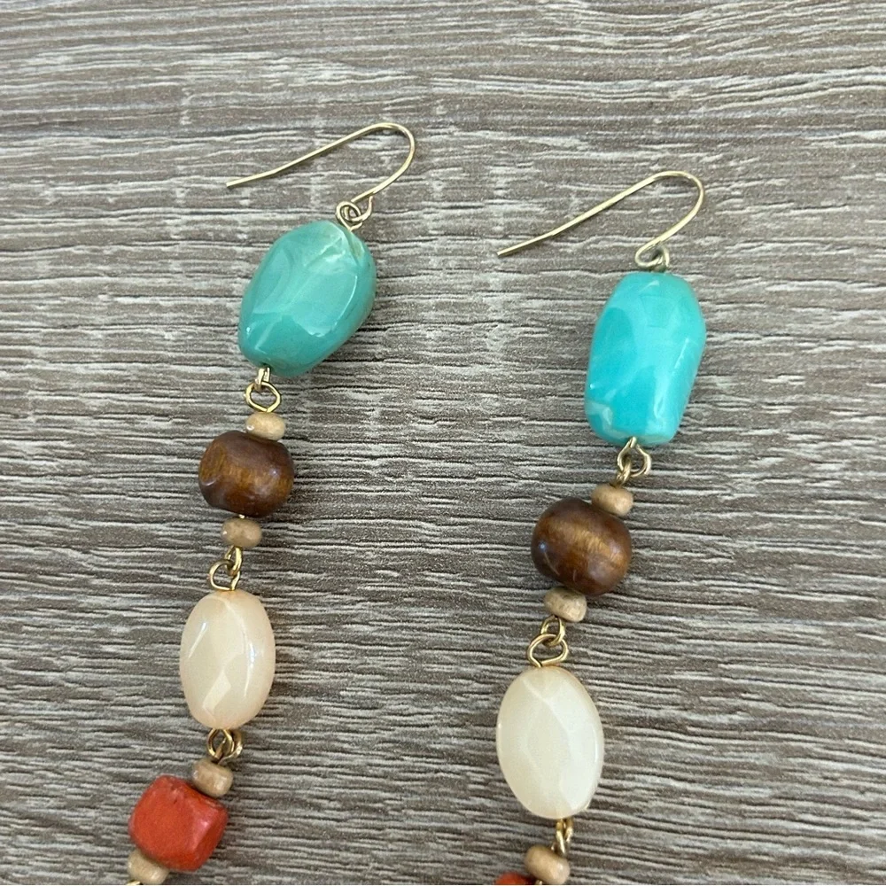 Multi Stone Drop Statement Earrings - Picture 5 of 11